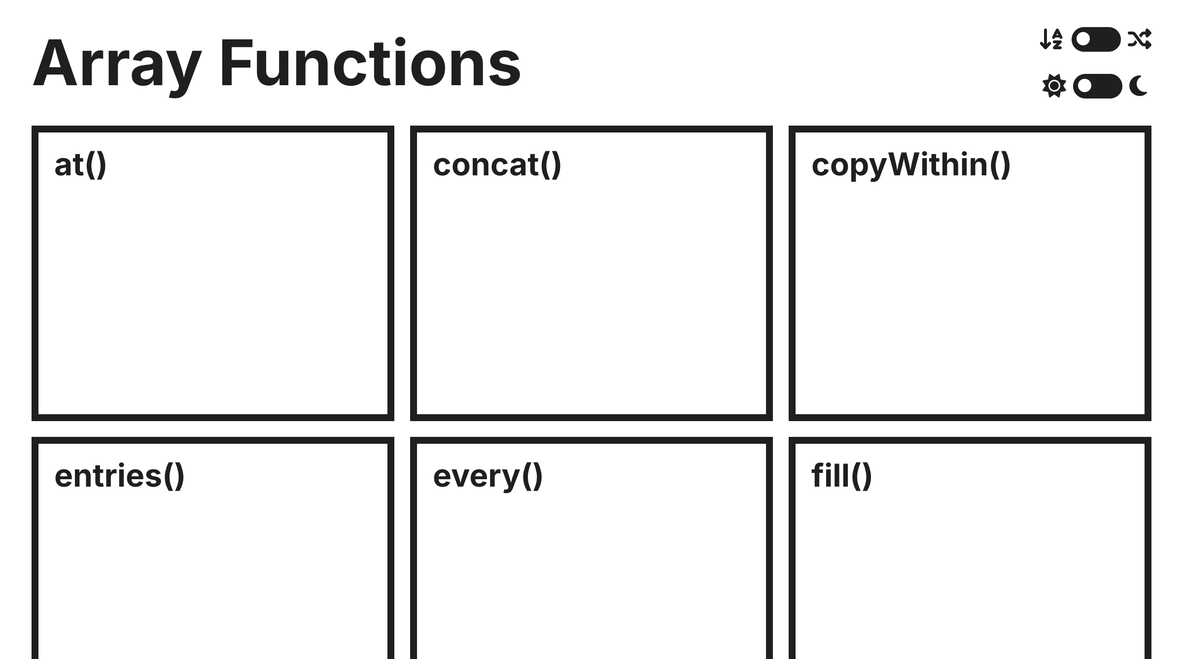 Screenshot of JS Array Functions website.